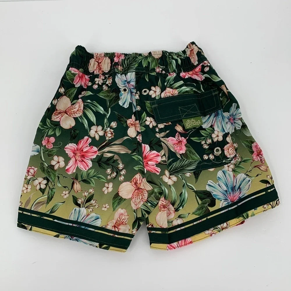 Agua Bendita Nick Sally swim shorts trunks green pink floral boys toddler new 2